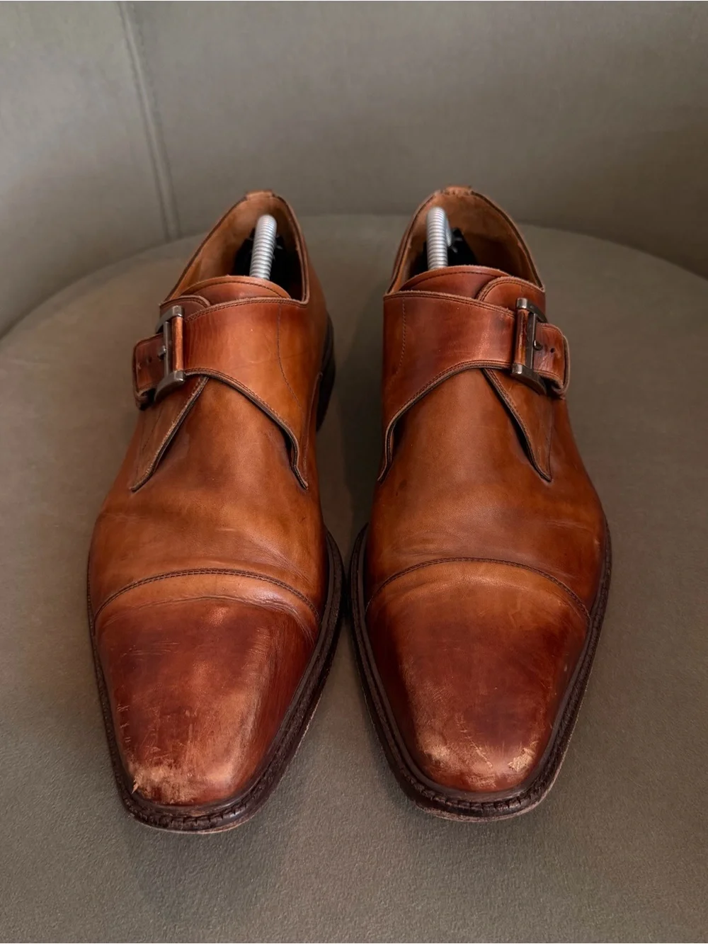 Magnanni Mens Size US11.5 EU44.5 Manning Cuero Marco II Monk Strap Leather Shoe